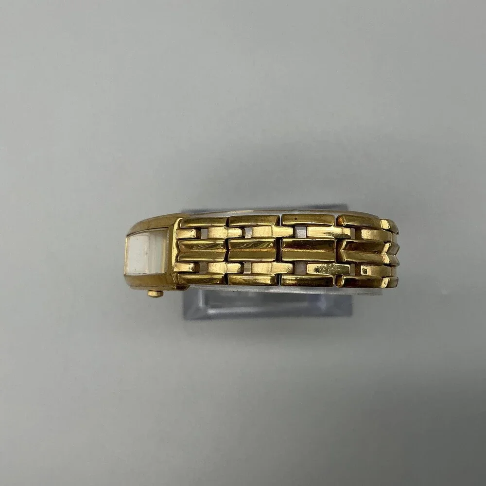 Seiko Womens Watch 15mm White Dial Gold Tone Bracelet 4N00-7089 New Battery 7.5